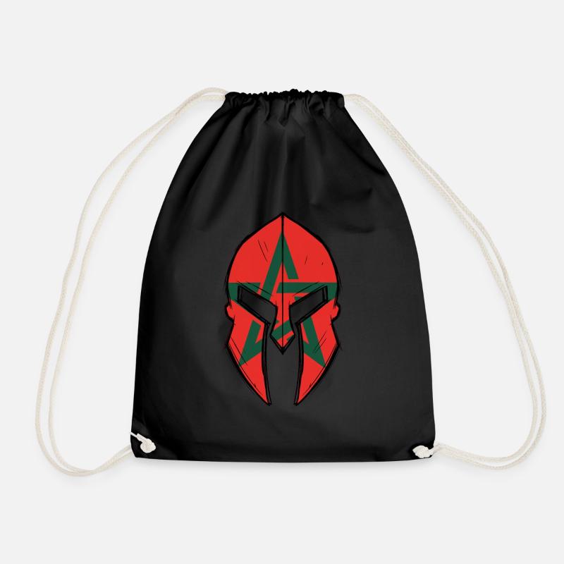 Drapeau marocain en casque de guerrier spartiate - Sac de sport léger - noir