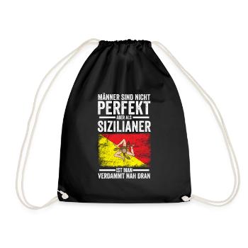 Sicilia Sizilien Sizilianer Sizilianisches - Turnbeutel - Schwarz - Vorne