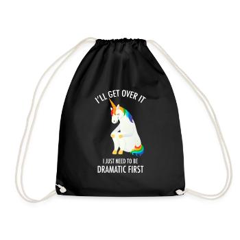 I'll Get Over It - Dramatic Unicorn Tears Cry - Drawstring Bag - black - Front