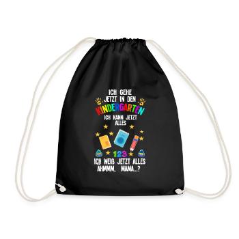 Kindergarten Anfang Kindergartenanfänger Geschenk - Turnbeutel - Schwarz - Vorne