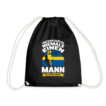 Schwedisch Angler Angeln Schweden Geschenk - Turnbeutel - Schwarz - Vorne