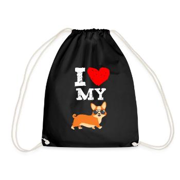 I love my corgi funny gift dog mom dog dad - Sac de sport léger - noir - Devant