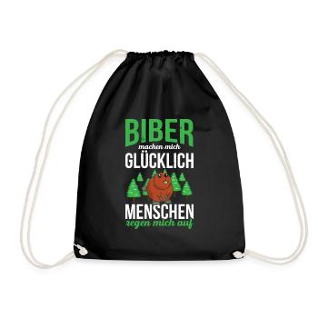 Biber Machen Mich Glücklich Menschen Regen Mich Au - Turnbeutel - Schwarz - Vorne