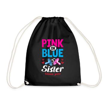 Pink or Blue Sister Loves You Gender Reveal Party - Turnbeutel - Schwarz - Vorne