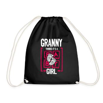 Granny Thinks It's a Girl Gender Reveal Funny - Drawstring Bag - black - Front