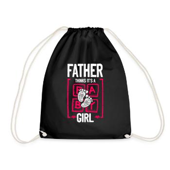 Father Thinks It's a Girl Gender Reveal Funny - Drawstring Bag - black - Front