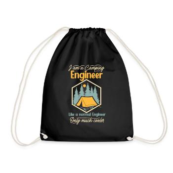 Retro Cooler Camping Engineer Outdoor Camping - Drawstring Bag - black - Front