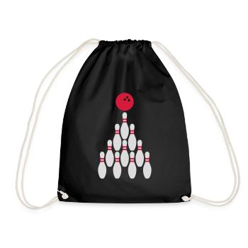 Bowling Kegeln Ball Design - Turnbeutel - Schwarz - Vorne