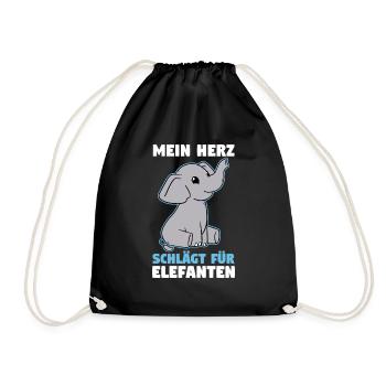 Dickhäuter Rüsseltier Elefant - Turnbeutel - Schwarz - Vorne