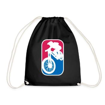 Mountainbike Downhill Fahrrad mtb logo Geschenk - Turnbeutel - Schwarz - Vorne