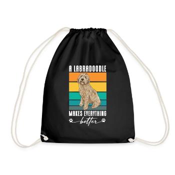 Labradoodle Dog - Drawstring Bag - black - Front