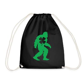 Bigfoot Shamrock Gold Funny St Patrick's - Drawstring Bag - black - Front