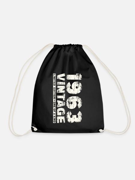 1963 Jahrgang geboren Vintage Geburtstag Geschenk - Turnbeutel - Schwarz