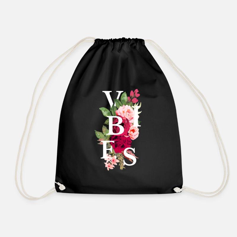 Vibes flowers - Drawstring Bag - black