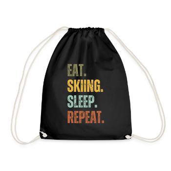 EAT SKIING SLEEP REPEAT - Drawstring Bag - black - Front