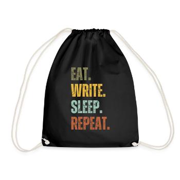 EAT WRITE SLEEP REPEAT - Drawstring Bag - black - Front