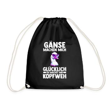 Gans Gänse - Turnbeutel - Schwarz - Vorne