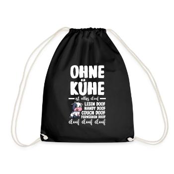Kuh Landwirt Bauernhof Kühe - Turnbeutel - Schwarz - Vorne