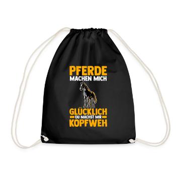Pferd Reiten Reiter Reiterin Reitsport Pferde - Turnbeutel - Schwarz - Vorne