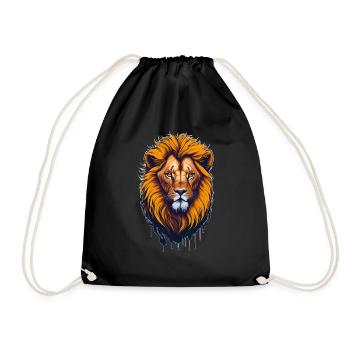 Löwe I Raubkatze der Savanne Afrikas I Geschenk - Turnbeutel - Schwarz - Vorne