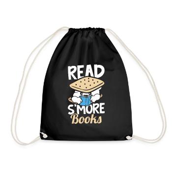 Read Smore Books Cute Marshmallow Men Camping - Drawstring Bag - black - Front