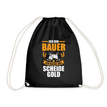 Landwirtschaft Landwirt Traktor Bauernhof Bauer - Turnbeutel - Schwarz - Vorne