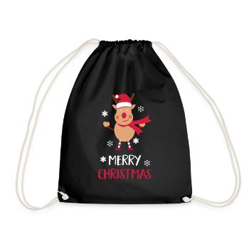 Frohe Weihnachten Elch - Turnbeutel - Schwarz - Vorne