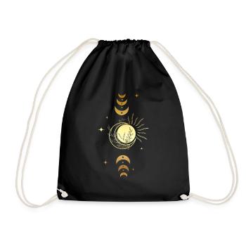 Lune et étoile magique doré - Sac de sport léger - noir - Devant