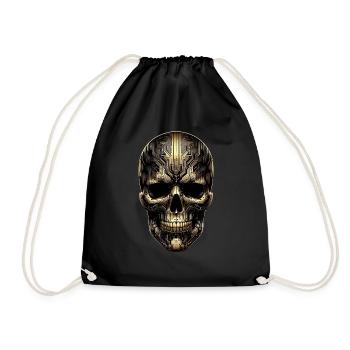 Golden skull horror fantasy fun - Drawstring Bag - black - Front