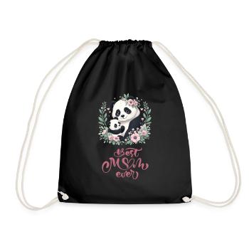 Best Mom Ever Panda Lover Floral Wreath I Mom - Turnbeutel - Schwarz - Vorne