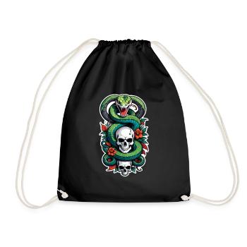 serpent squelette et tatouage - Sac de sport léger - noir - Devant