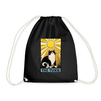Tarot Schwarz und Weiß Kitty Katze - Turnbeutel - Schwarz - Vorne