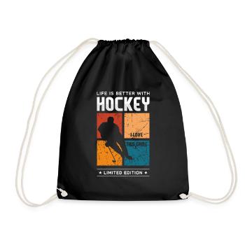 Life is better with Hockey - Drawstring Bag - black - Front