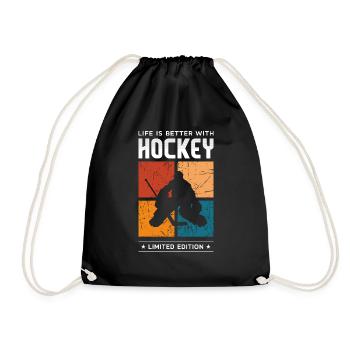 Life is better with Hockey - Drawstring Bag - black - Front