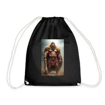 Herakles, muscular warrior in lion pelt, gripping - Drawstring Bag - black - Front