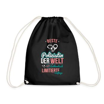 Best Female Policewoman in the World - 100% Authentic - Drawstring Bag - black - Front