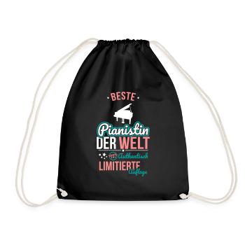 Beste Pianistin der Welt - 100% Authentisch - Turnbeutel - Schwarz - Vorne