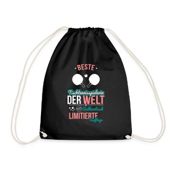 Beste Tischtennisspielerin - 100% Authentisch - Turnbeutel - Schwarz - Vorne
