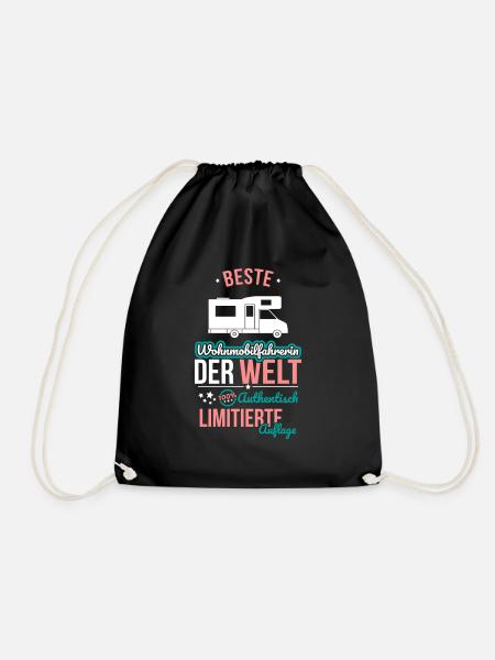 Beste Wohnmobilfahrerin - 100% Authentisch - Turnbeutel - Schwarz