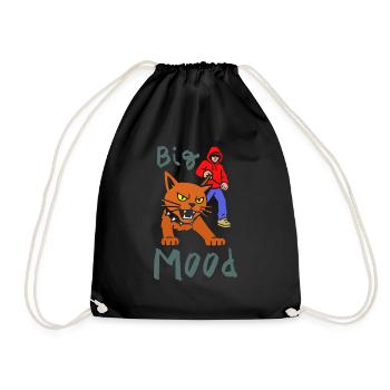 Big Mood for lovers of cats and urban style. - Drawstring Bag - black - Front