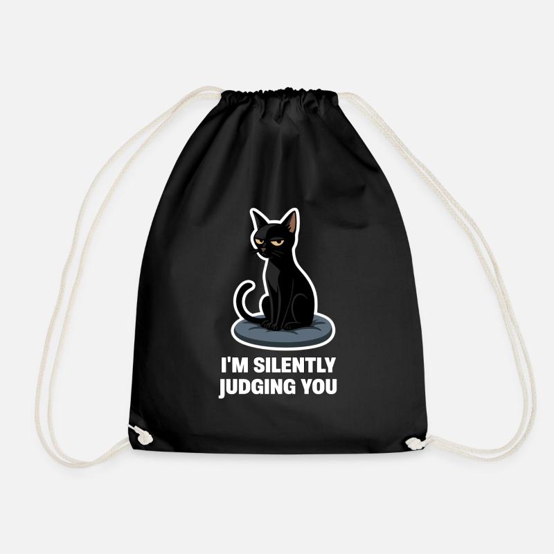 Ich verurteile dich nur – sarkastisches Black Cat Design - Turnbeutel - Schwarz
