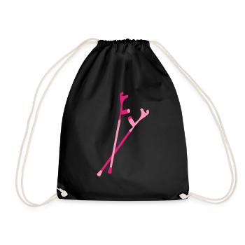 Pinke Krücken – Mobility Clipart Design - Turnbeutel - Schwarz - Vorne