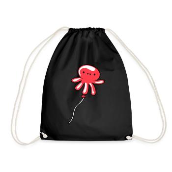 Pieuvre Ballon Volant Mignon Enfant Heureux Bande Dessinée - Sac de sport léger - noir - Devant