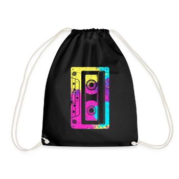 Cassette Tape Retro Music Costume des années 80 - Sac de sport léger - noir - Devant