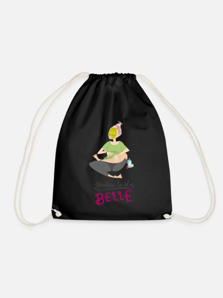 Most beautiful mom - Drawstring Bag - black