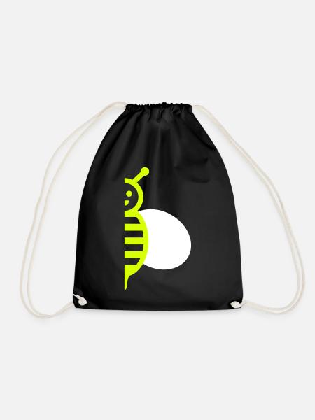 Half of a bee with a wing - Drawstring Bag - black
