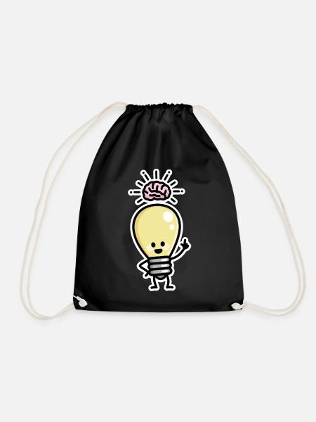 Light Bulb Idea Brains Creative Genius Creativity - Drawstring Bag - black