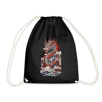 Asiatischer Drachen Japanische Retro Kunst - Turnbeutel - Schwarz - Vorne