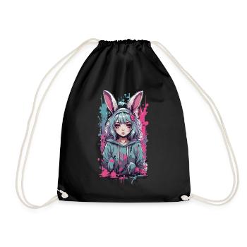 Anime Girl Bunny Kemonomimi Kawaii Gothique Design - Sac de sport léger - noir - Devant