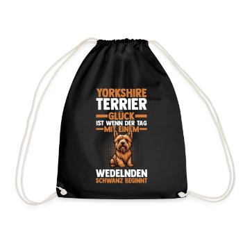 Hund Yorkshire Terrier - Turnbeutel - Schwarz - Vorne